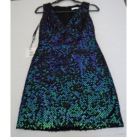SHO by Tadashi Shoji Women's Sz XXS Shamrock Sequin Body-Con Cocktail Dress - Picture 13 of 16